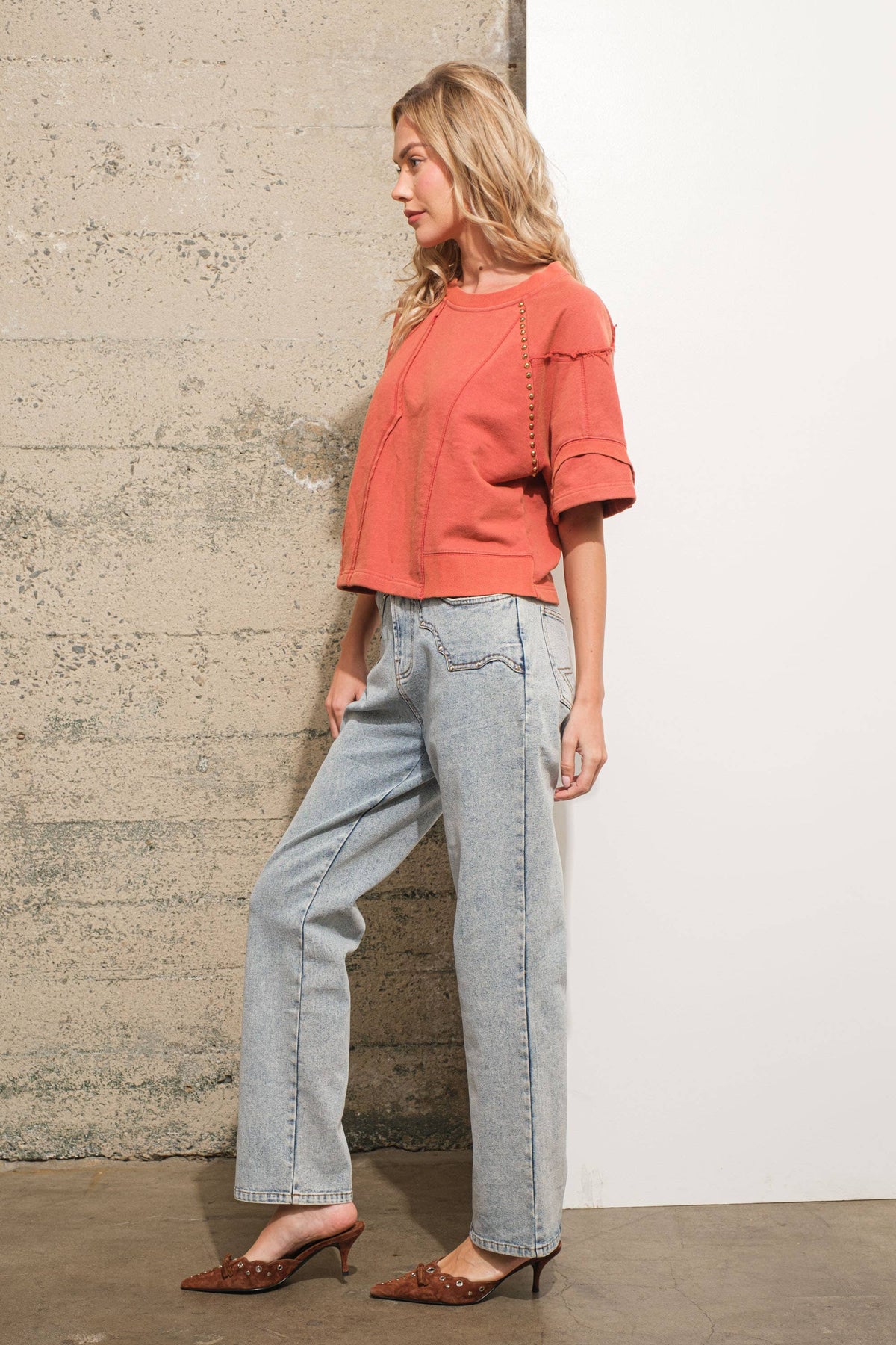Western Yoke Studded Denim Jeans