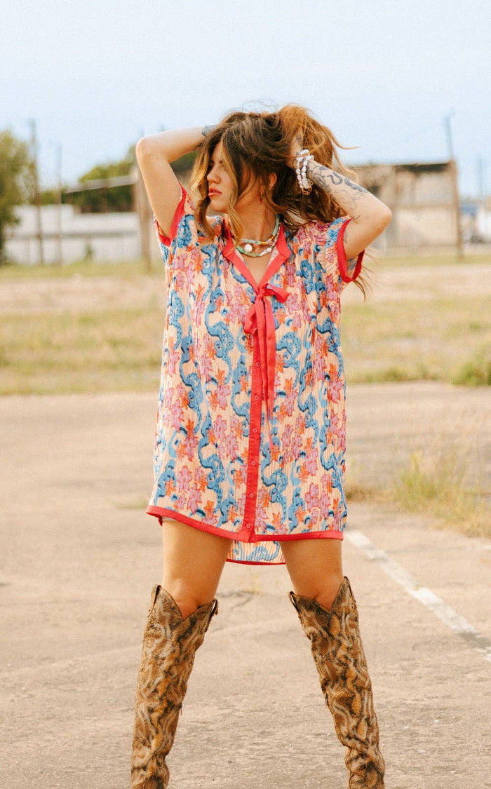 PEACH MULTI -LAI BUTTON UP MINI