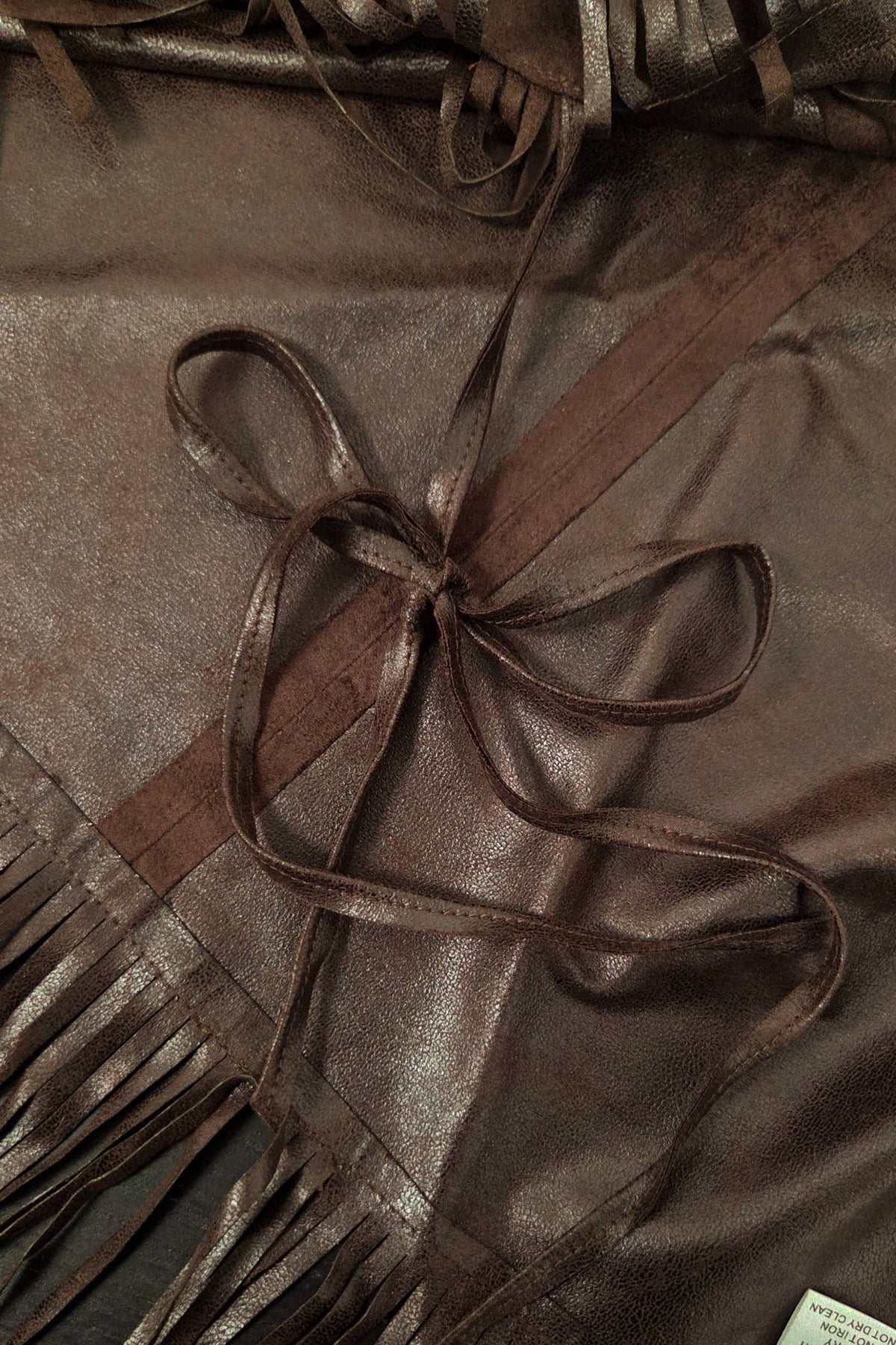 STALLION Faux Suede Cropped Flowy Fringe Poncho