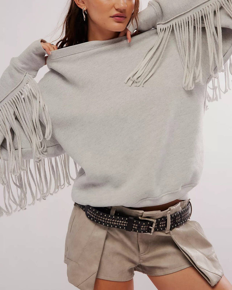 Western Fringe Pullover Sweatshirt