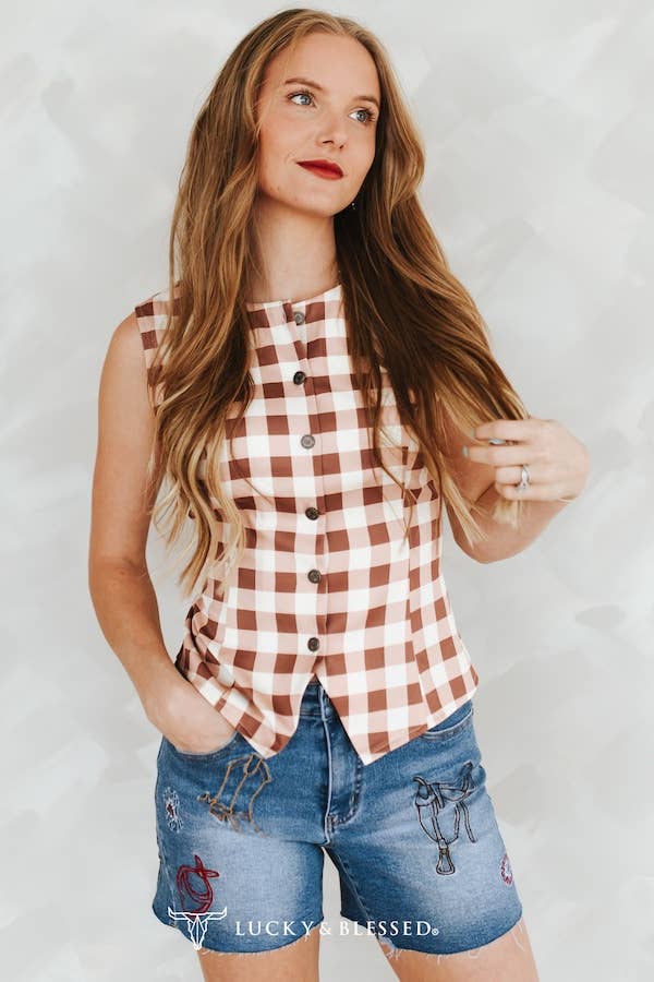 Etta Pearl Snap Vest Top