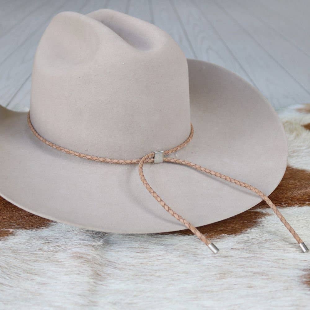 Tan Braided Leather Hat Band