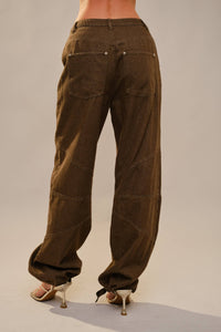 Metal Stud Drawstring Hem Jeans