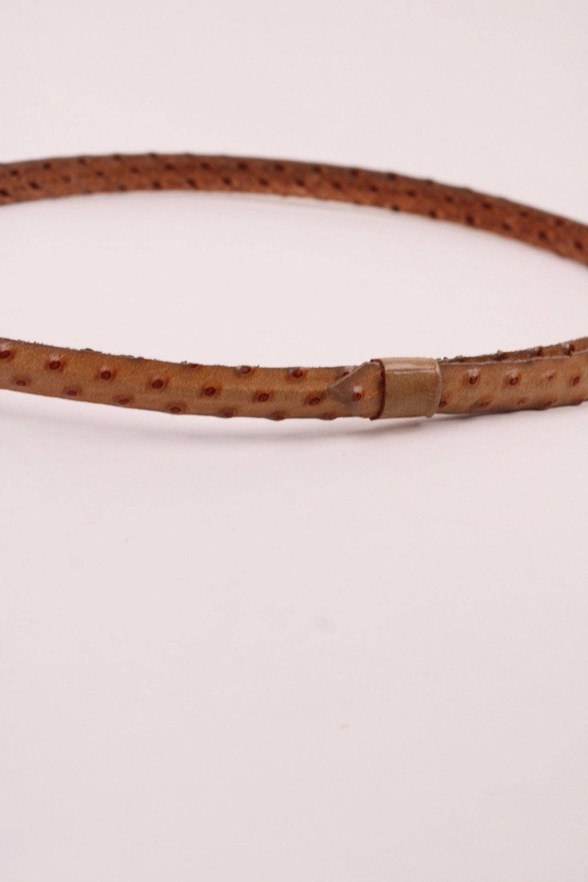 Leather Ostrich Hat Band  / Nude