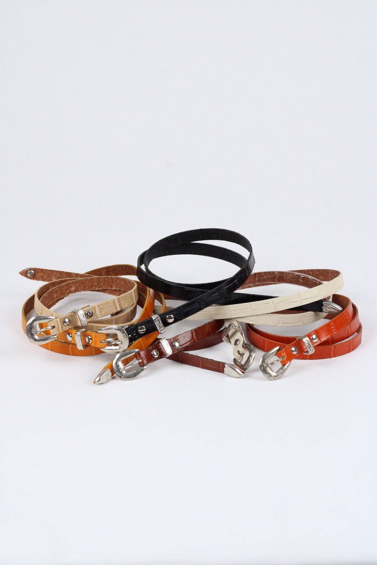 *Crocodile Print Leather Hat Band w/ Buckle Raw