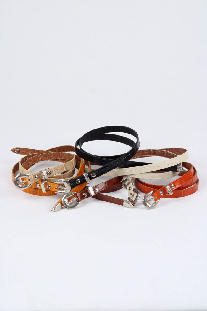*Crocodile Print Leather Hat Band w/ Buckle Raw
