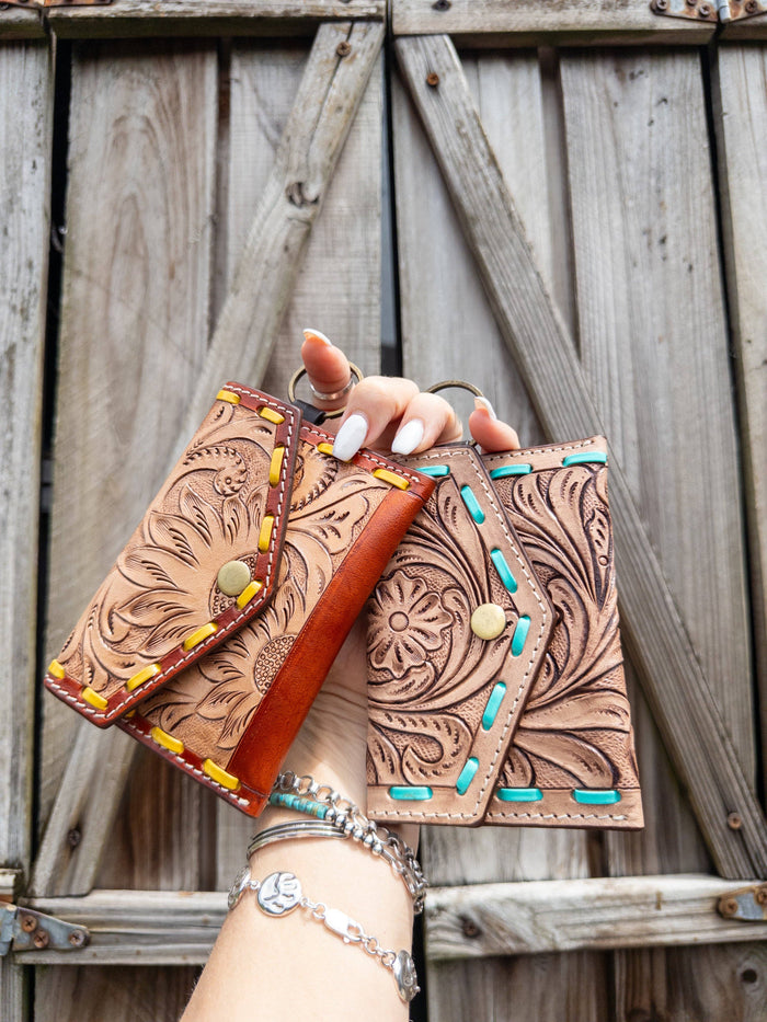 Tooled Leather Keychain Wallet