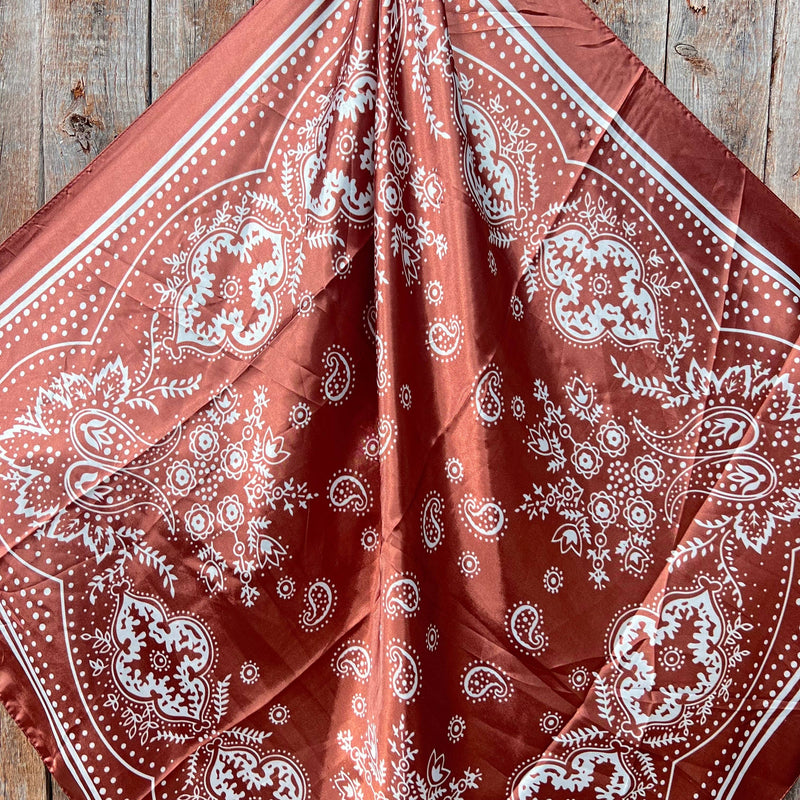 Copper Floral Paisley Wild Rag - Western Scarf