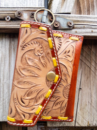 Tooled Leather Keychain Wallet
