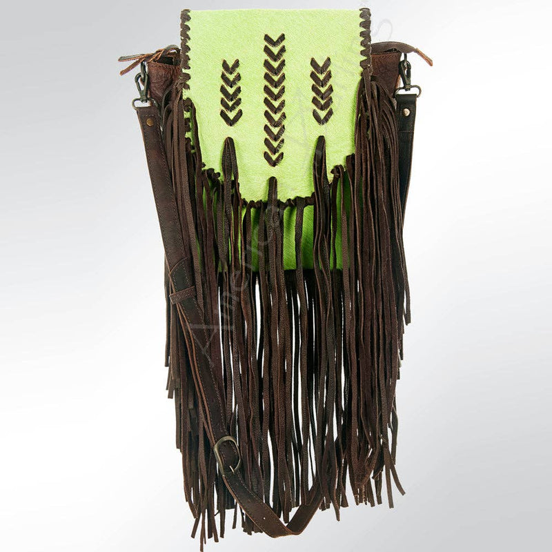 Green Hair-On Genuine Western Leather Women Bag