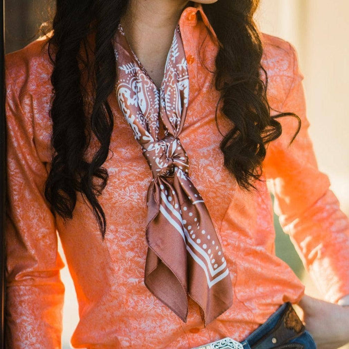 Copper Floral Paisley Wild Rag - Western Scarf