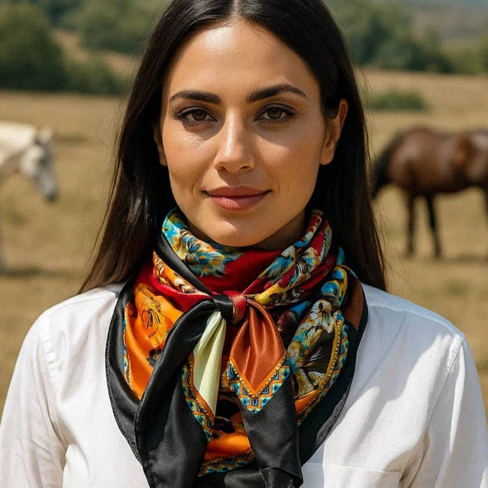 Black and Red Floral Paisley Wild Rag - Western Scarf