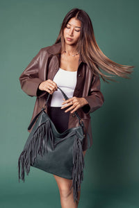 Fringe Detail Hobo Bag