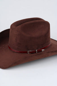 Crocodile Print Leather Hat Band w/ Buckle