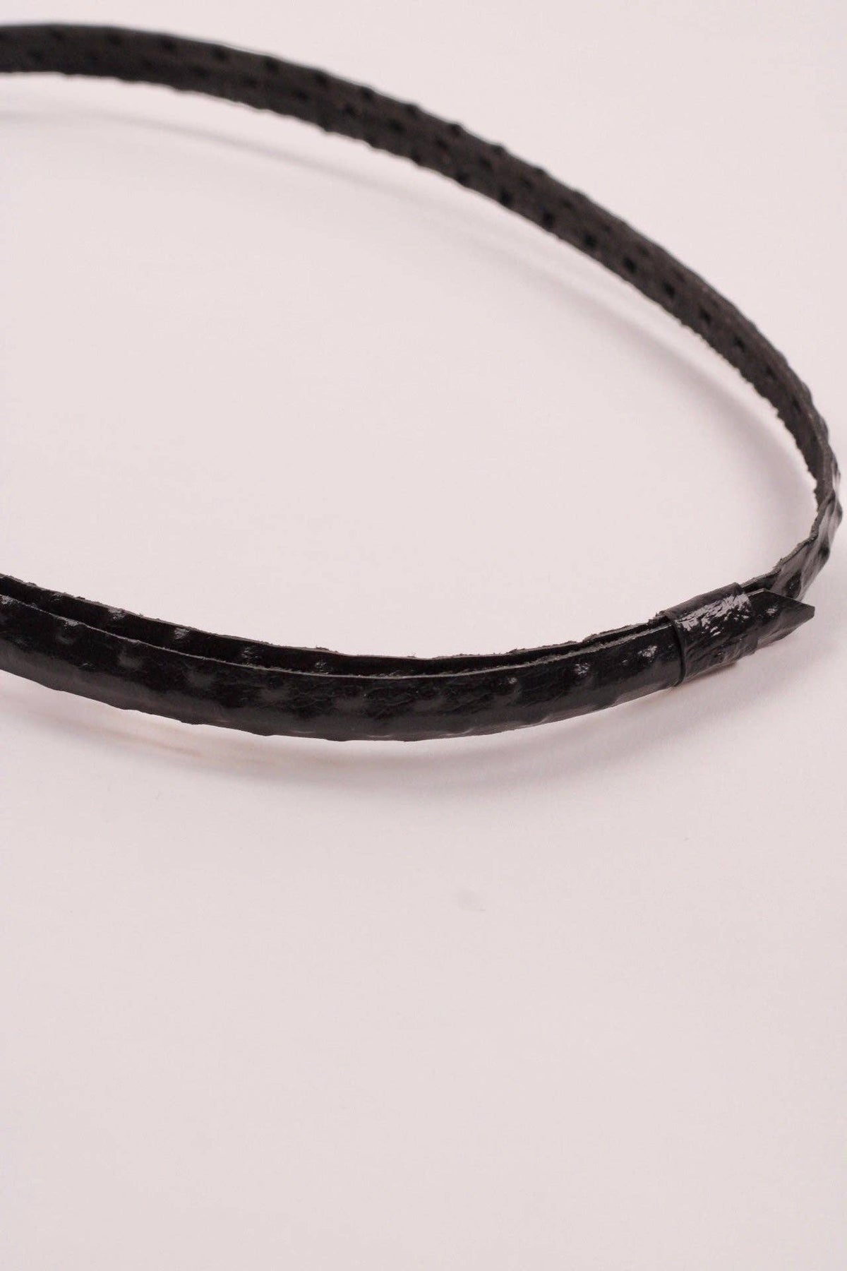 Leather Ostrich Hat Band  / Black