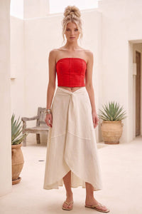 CROPPED BUSTIER TUBE DENIM TOP