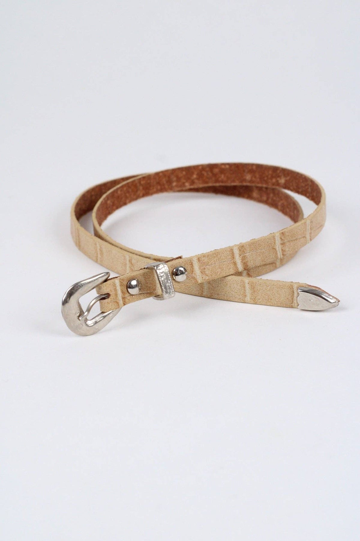 *Crocodile Print Leather Hat Band w/ Buckle Raw