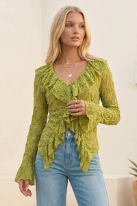 LONG SLEEVE BOHO LACE TOP W1585TIA