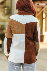 Patchwork Denim Pearl Snap Western Shirt