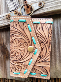 Tooled Leather Keychain Wallet