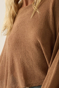 Sheer Lightweight Knit Cropped Poncho Sweater