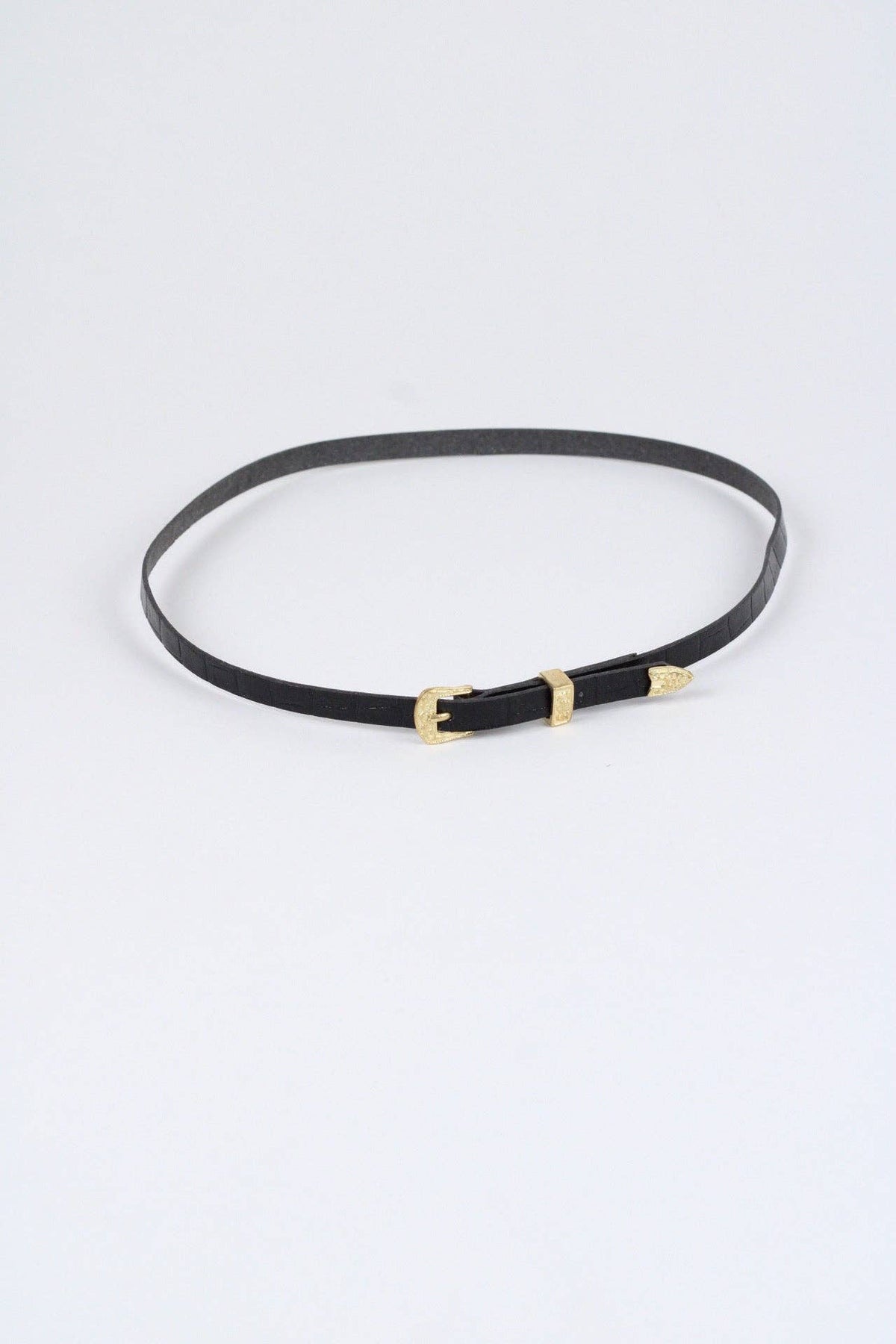 Crocodile Print Leather Hat Band w/ Buckle