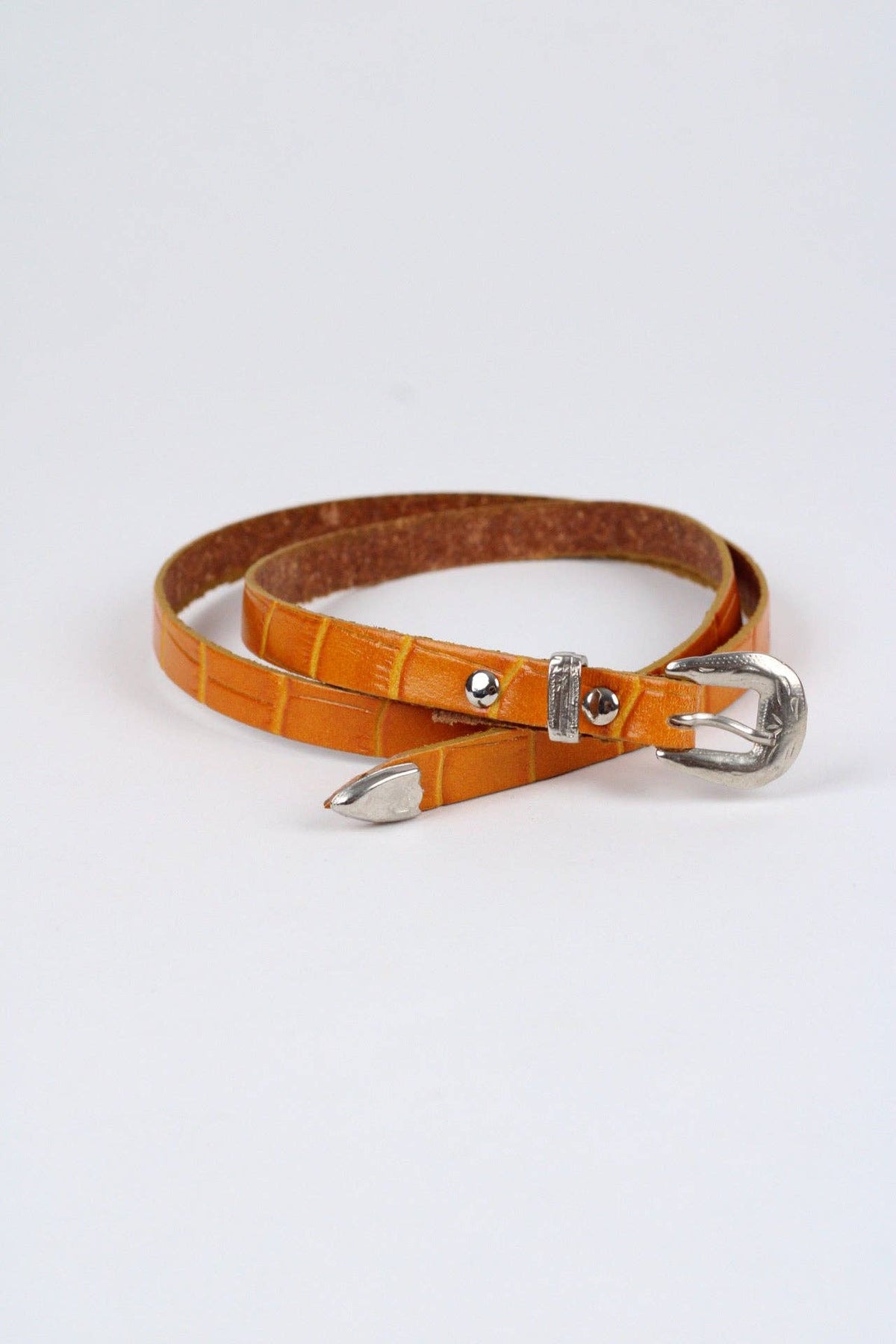 *Crocodile Print Leather Hat Band w/ Buckle Raw