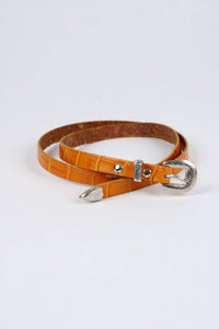 *Crocodile Print Leather Hat Band w/ Buckle Raw