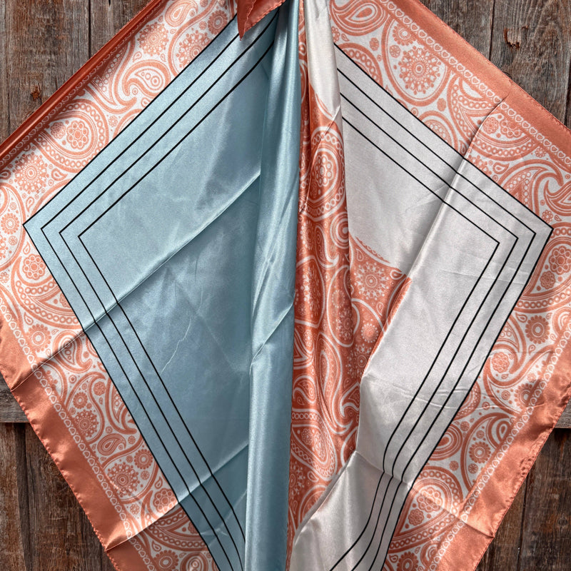 Soft Pink and Blue Paisley Wild Rag - Western Scarf